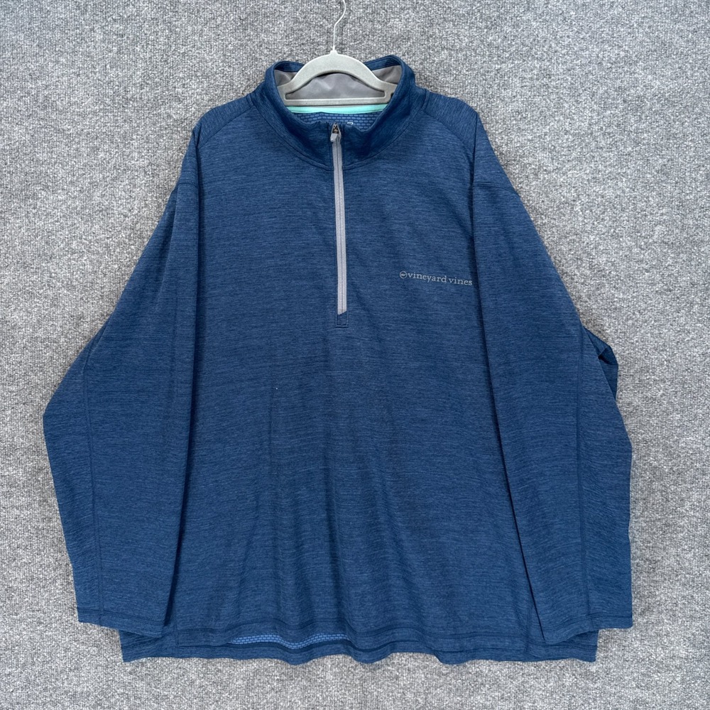 Vineyard Vines Pullover Shirt Men 3XB Blue Performance Space Dye 1/4 Zip Stretch